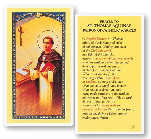 St. Thomas Aquinas Holy Cards - Patron Saint of Catholic Schools