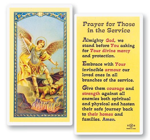 Prayer for those in the Service - St. Michael Soldier&#39;s Prayer Holy Cards