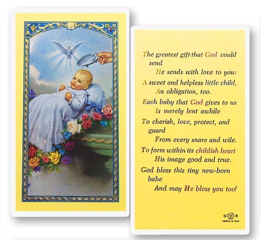 Baby&#39;s Baptism - The Greatest Gift Holy Cards
