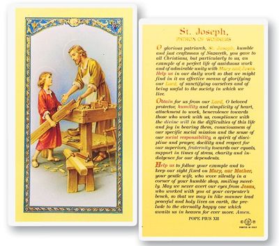 St. Joseph The Worker - Patron of Workers Holy Cards