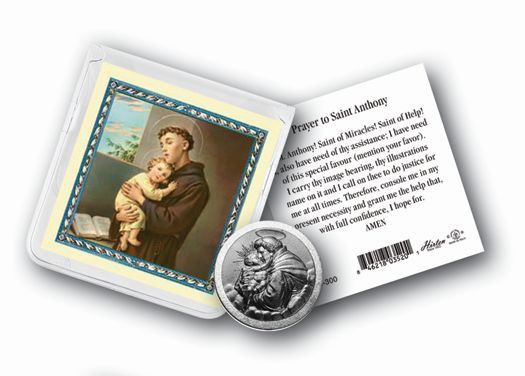 St Anthony Pocket Coin with Gold Stamped Holy Card