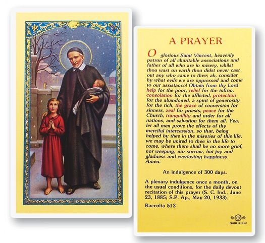 St. Vincent de Paul Holy Cards