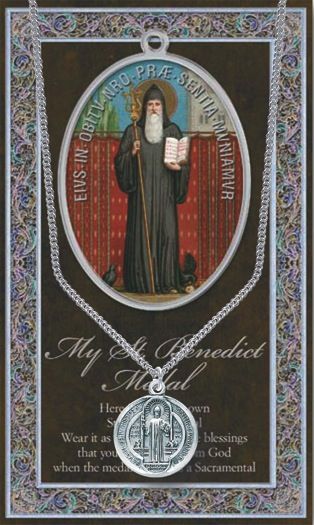 St. Benedict Medal Necklace w/ Prayer Card (20&quot; Stainless Steel Chain Included)