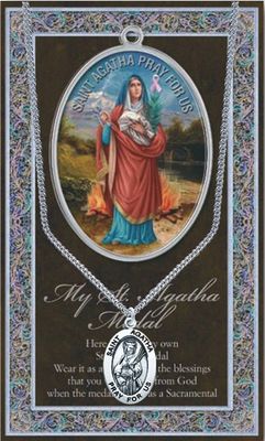 St. Agatha Medal Necklace w/ Prayer Card (20" Stainless Steel Chain Included) St. Agatha Medal Necklace w/ Prayer Card (20" Stainless Steel Chain Included)