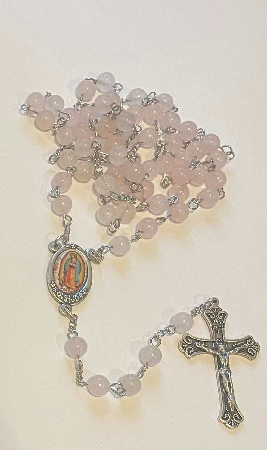 Credo Catholic Our Lady of Guadalupe Rose Quartz Rosary