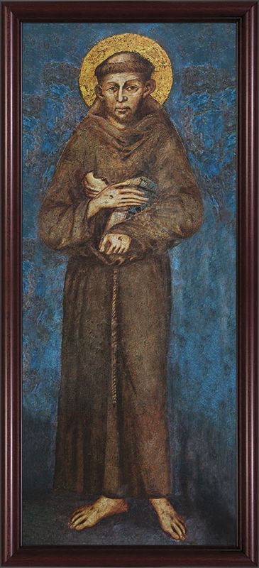 St. Francis Full Length Framed Image in Cherry Frame 6.5 x 16"