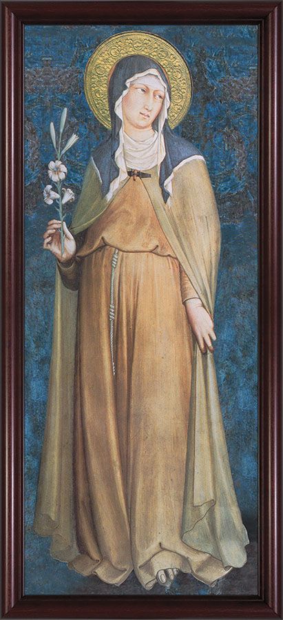 St. Clare Full Length Framed Image in Cherry Frame 6.5 x 16"