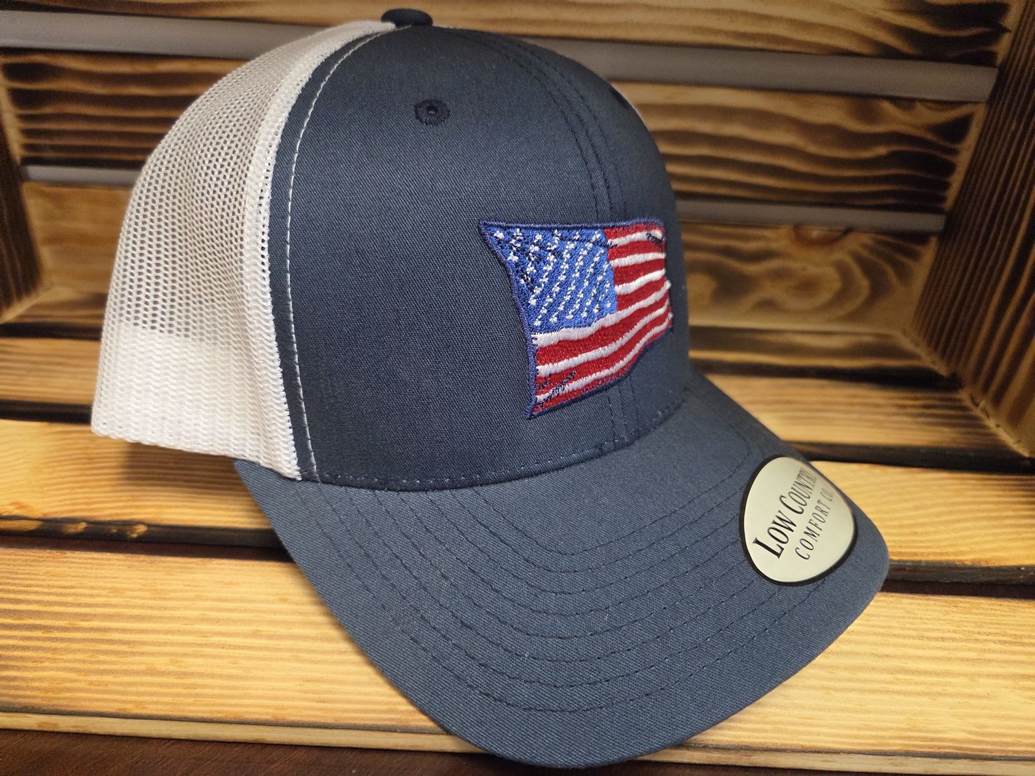 USA Wavy Flag NVY/WHT
