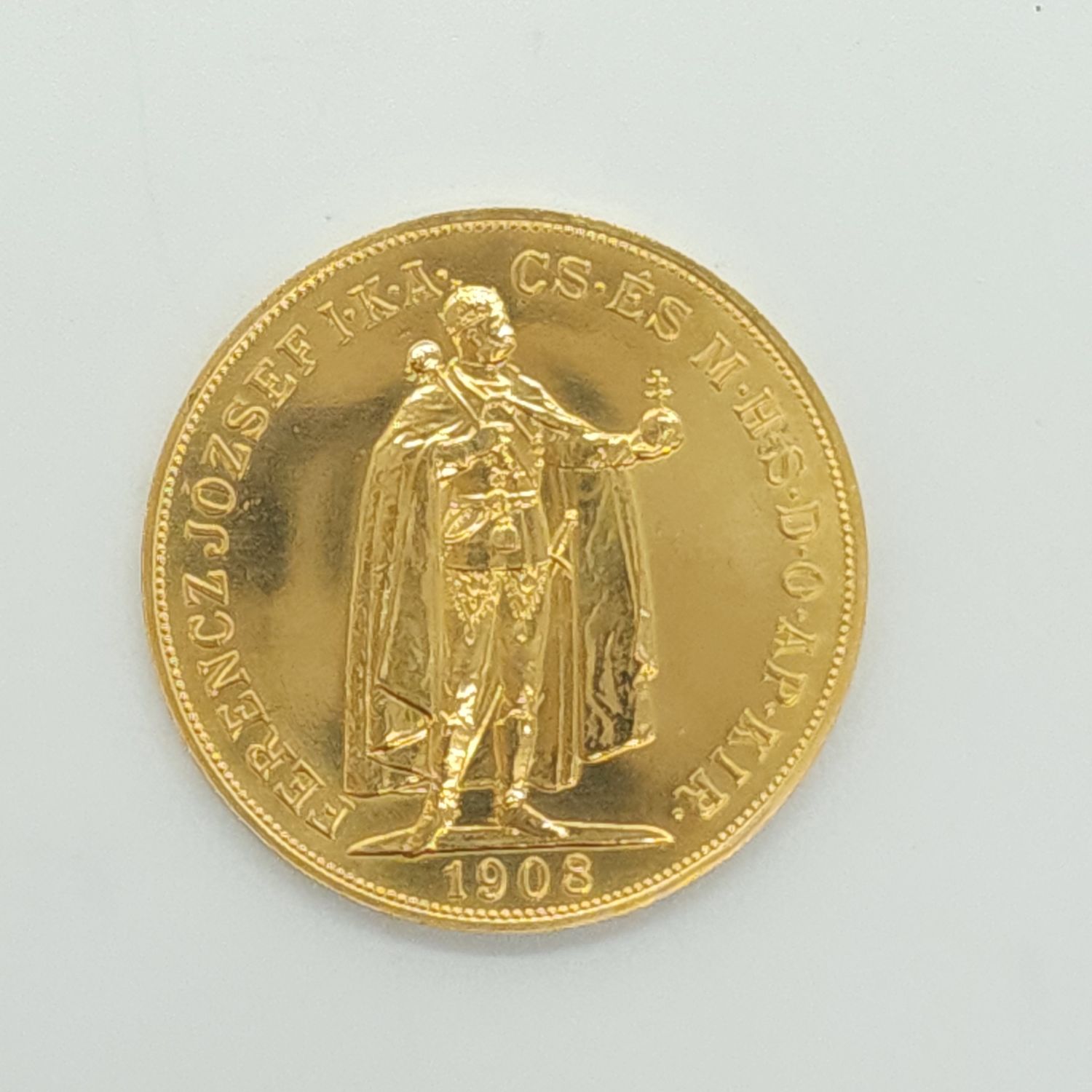 1908 Hungary 100 Korona 90% (22k) Gold Coin #D521