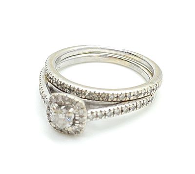 14k White Gold Diamond Wedding Set Size: 5.5