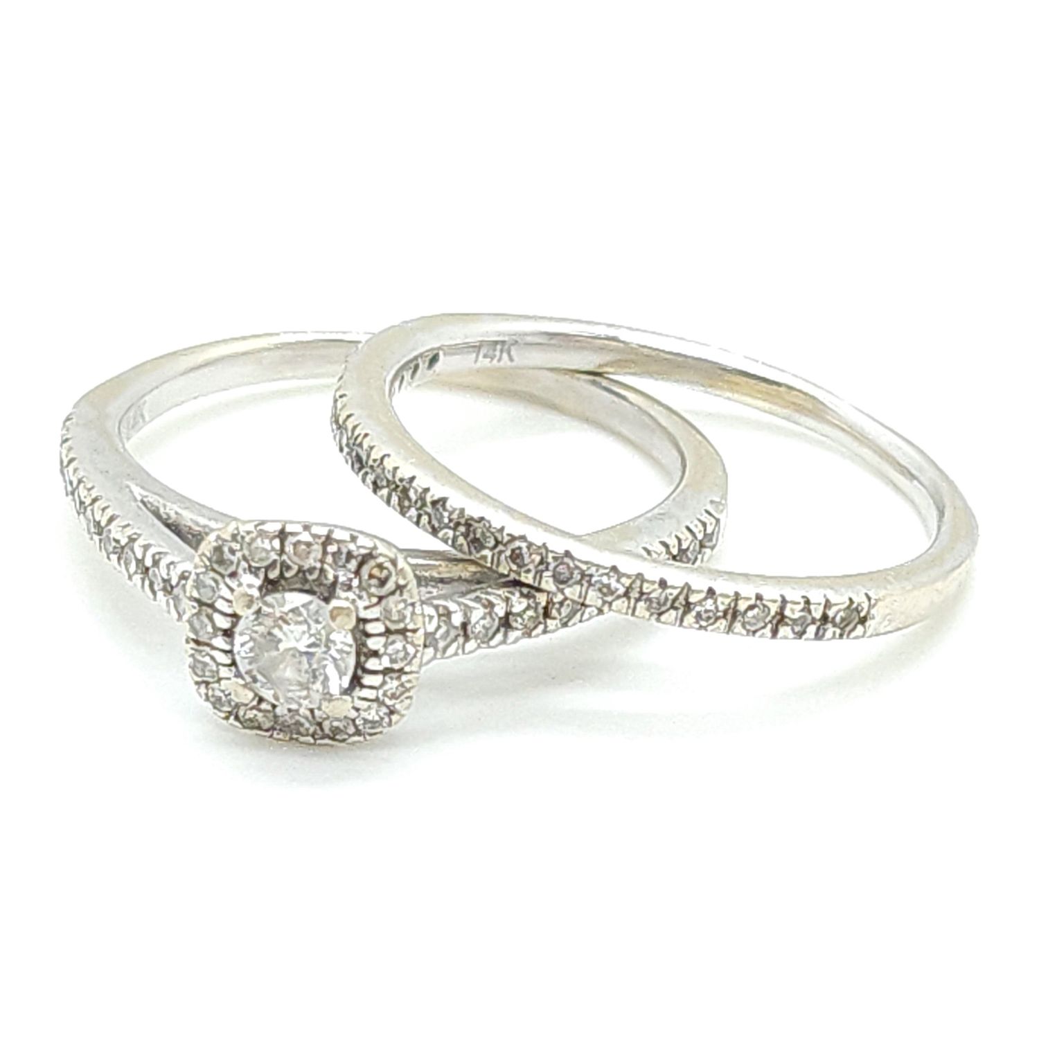 14k White Gold Diamond Wedding Set Size: 5.5 #C469