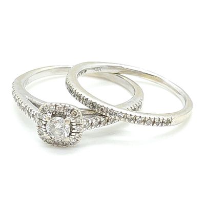 14k White Gold Diamond Wedding Set Size: 5.5