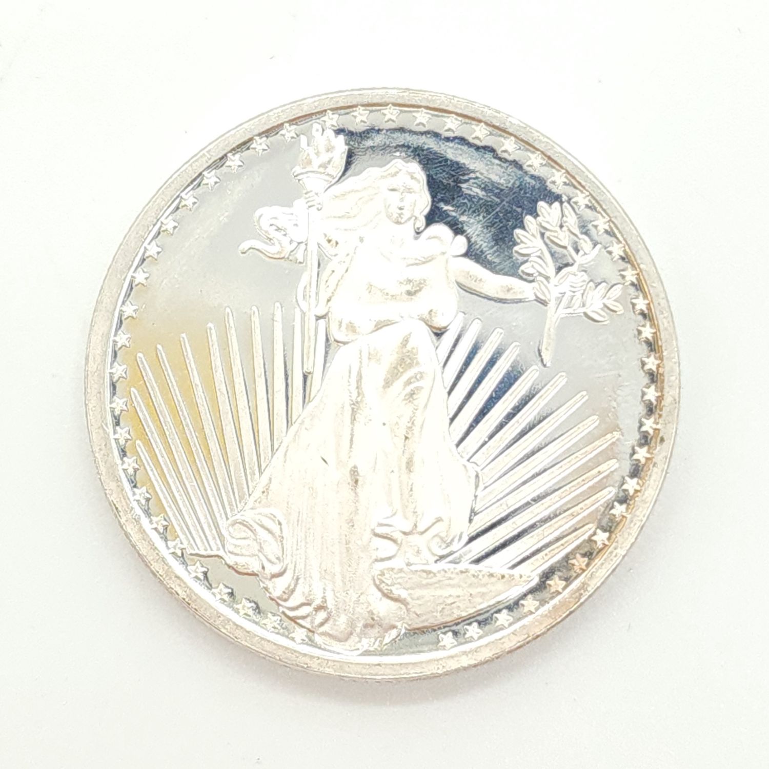 1oz Silver Towne Lady/Eagle Silver Round #D531