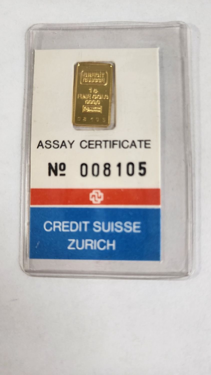 1g Credit Sussie Zurich Gold Bar #D516