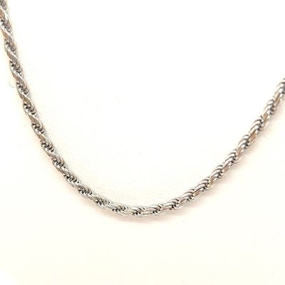 14k White Gold Solid Rope Chain Size: 18.5"