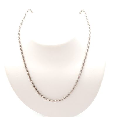 14k White Gold Solid Rope Chain Size: 18.5"