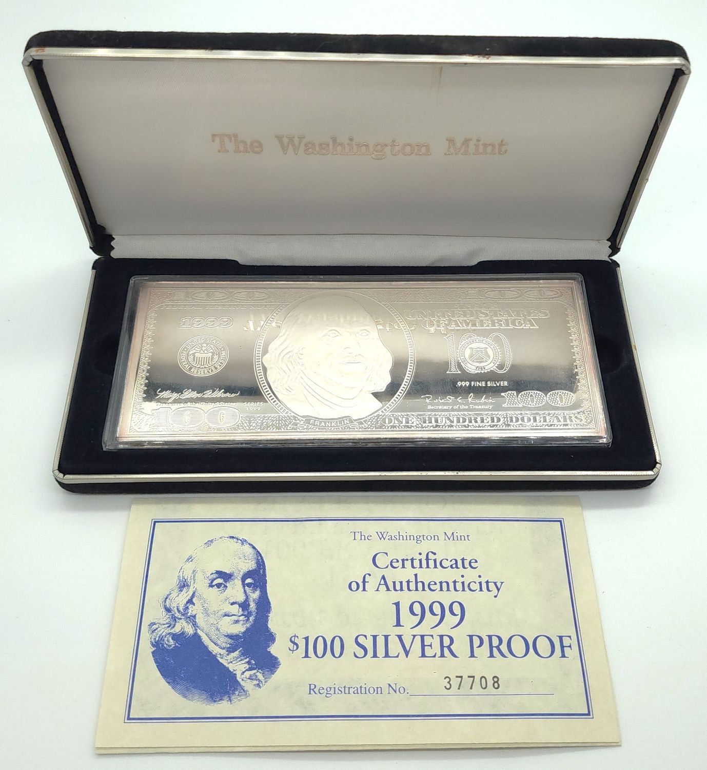 1999 4oz $100 Silver Proof