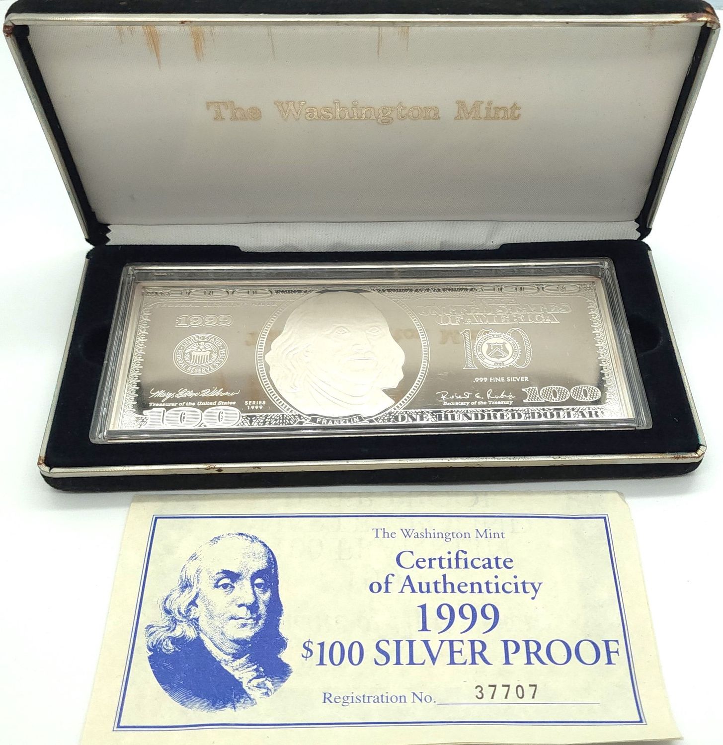 1999 4oz $100 Silver Proof.