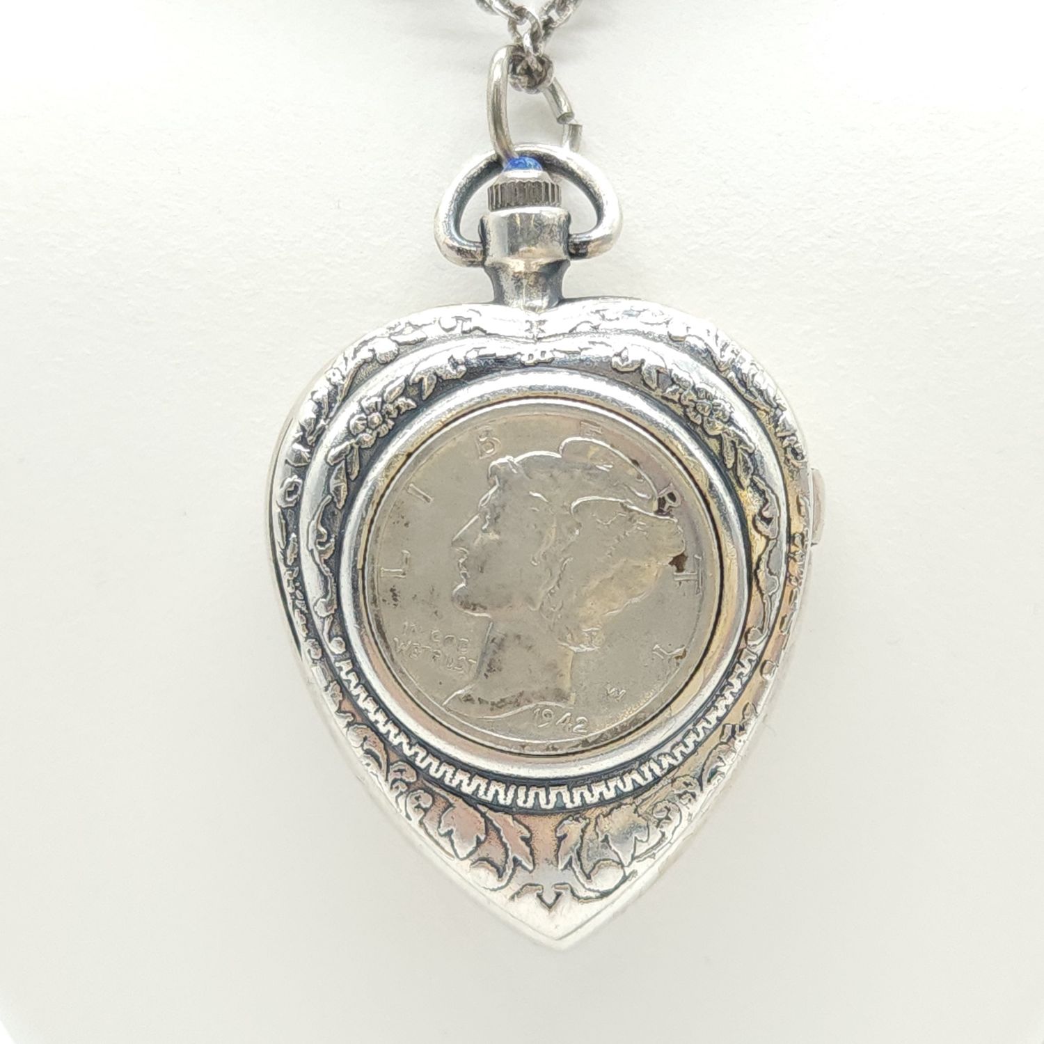 1942 Mercury Dime Locket Watch Necklace