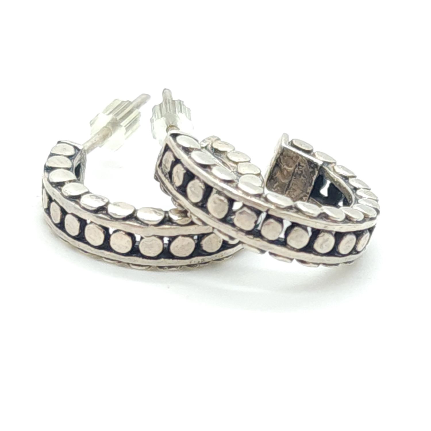 Sterling Silver 1/2&quot; Dot Hoop Earrings