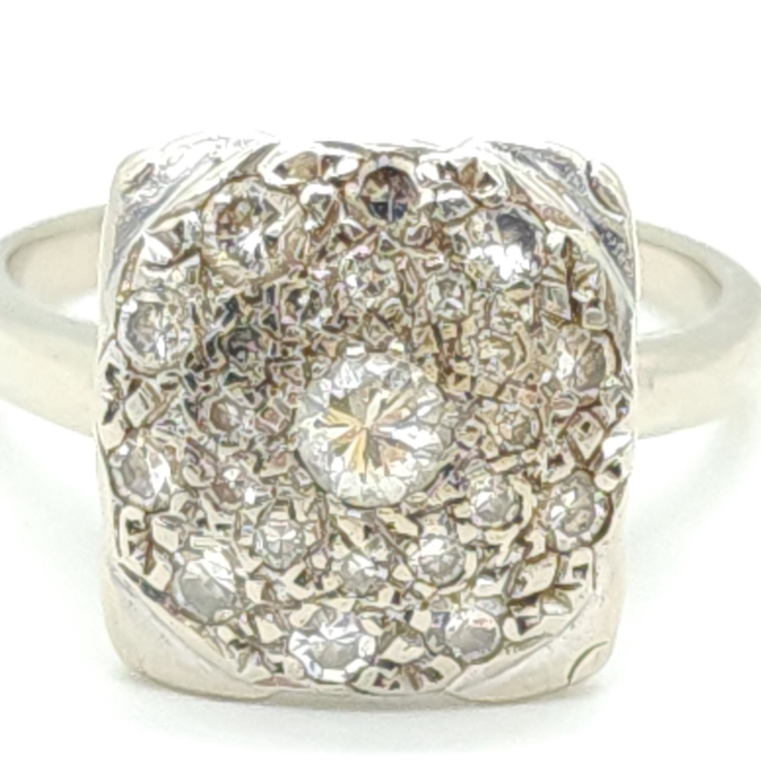 14k White Gold Vintage Diamond Ring Size: 7.5