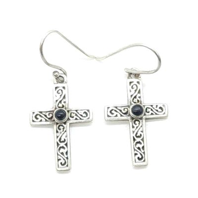 Sterling Silver Filigree Cross Earrings