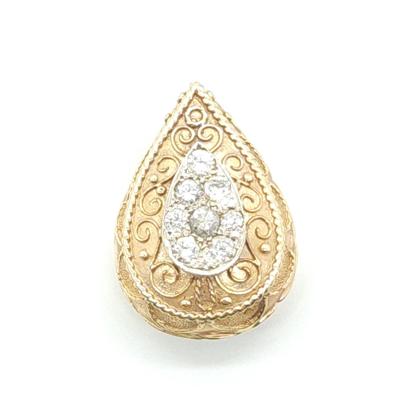 14k Gold &amp; Diamond Teardrop Pendant