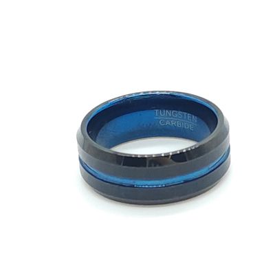Mens Tungsten Carbide Band- Blue Size: 7.5c