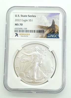 2022 American Silver Eagle Nebraska MS-70