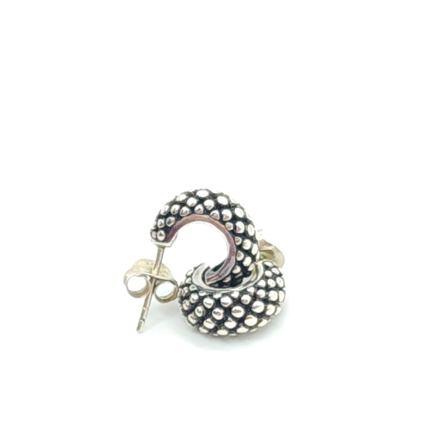 Sterling Silver Dot Huggie  3/4  Hoop Earrings
