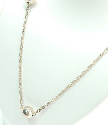 Sterling Silver Bead Necklace Size: 24"