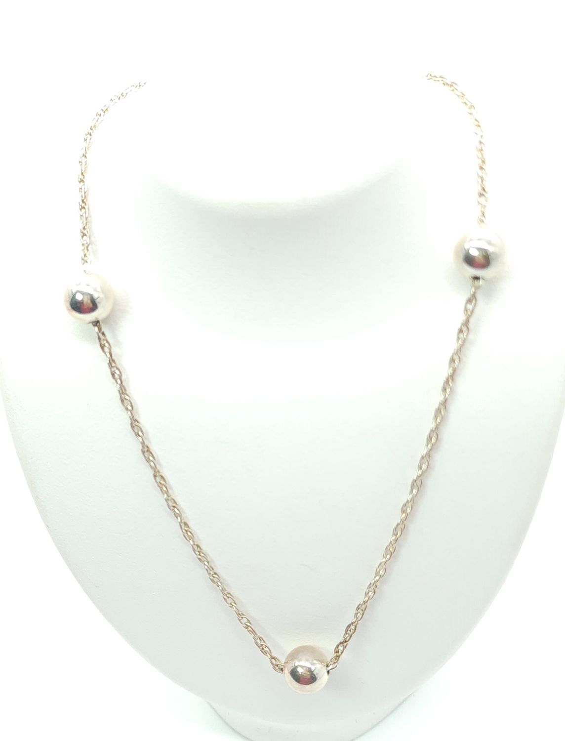Sterling Silver Bead Necklace Size: 24&quot;