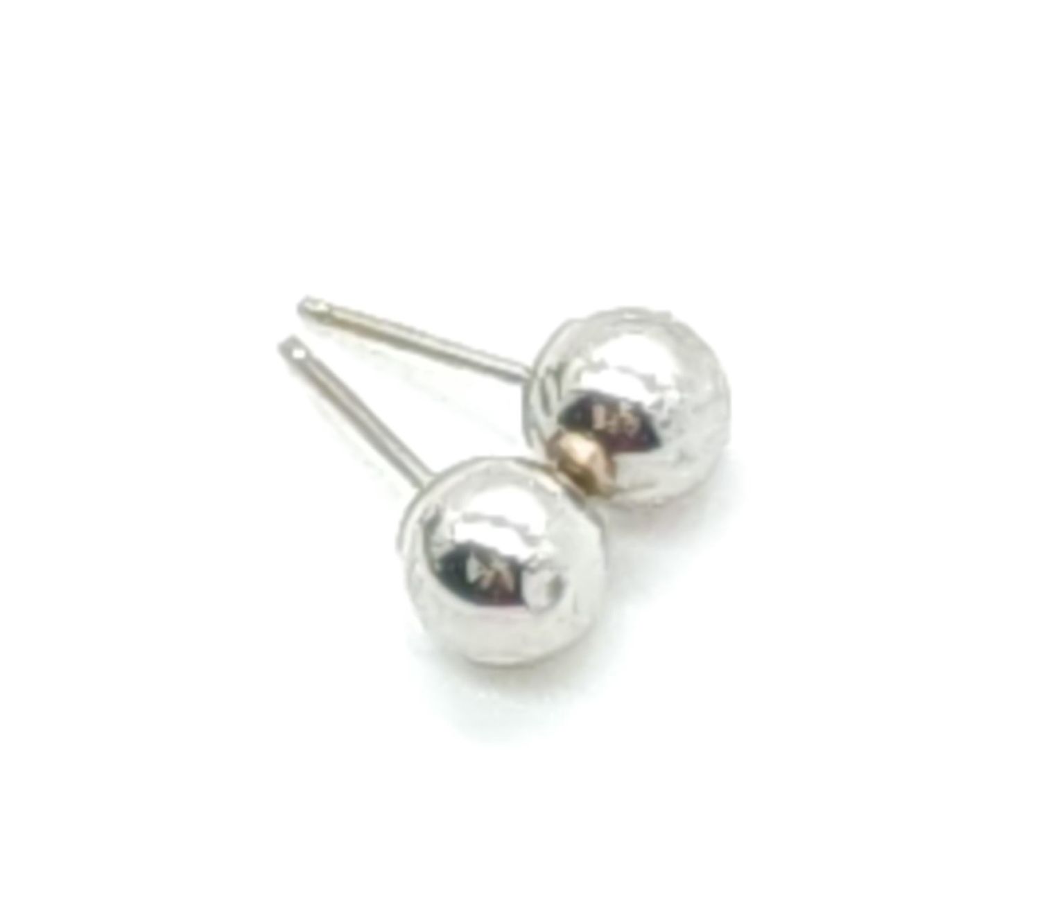 14k White Gold Ball Stud Earrings