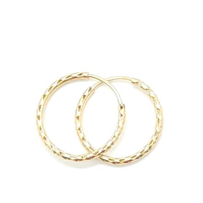 14k Gold Diamond Cut 3/4" Hoop Earrings