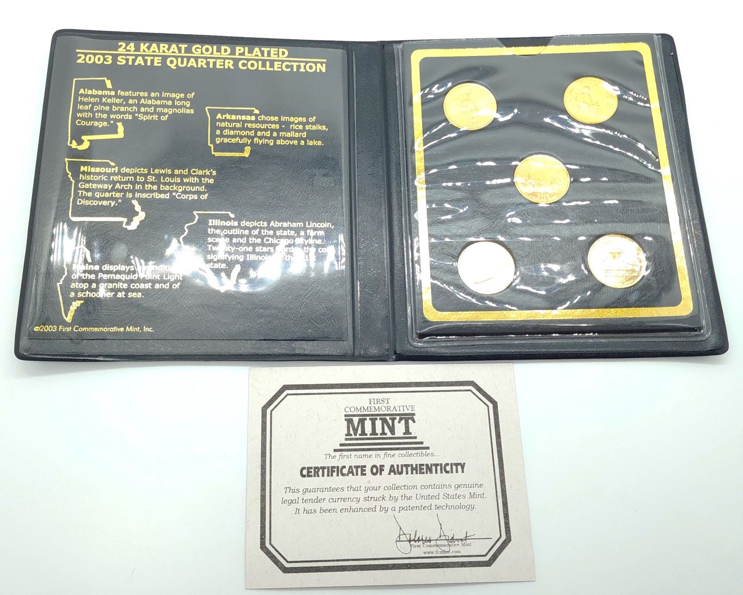 2003 24k Gold Plated State Quarter Collection