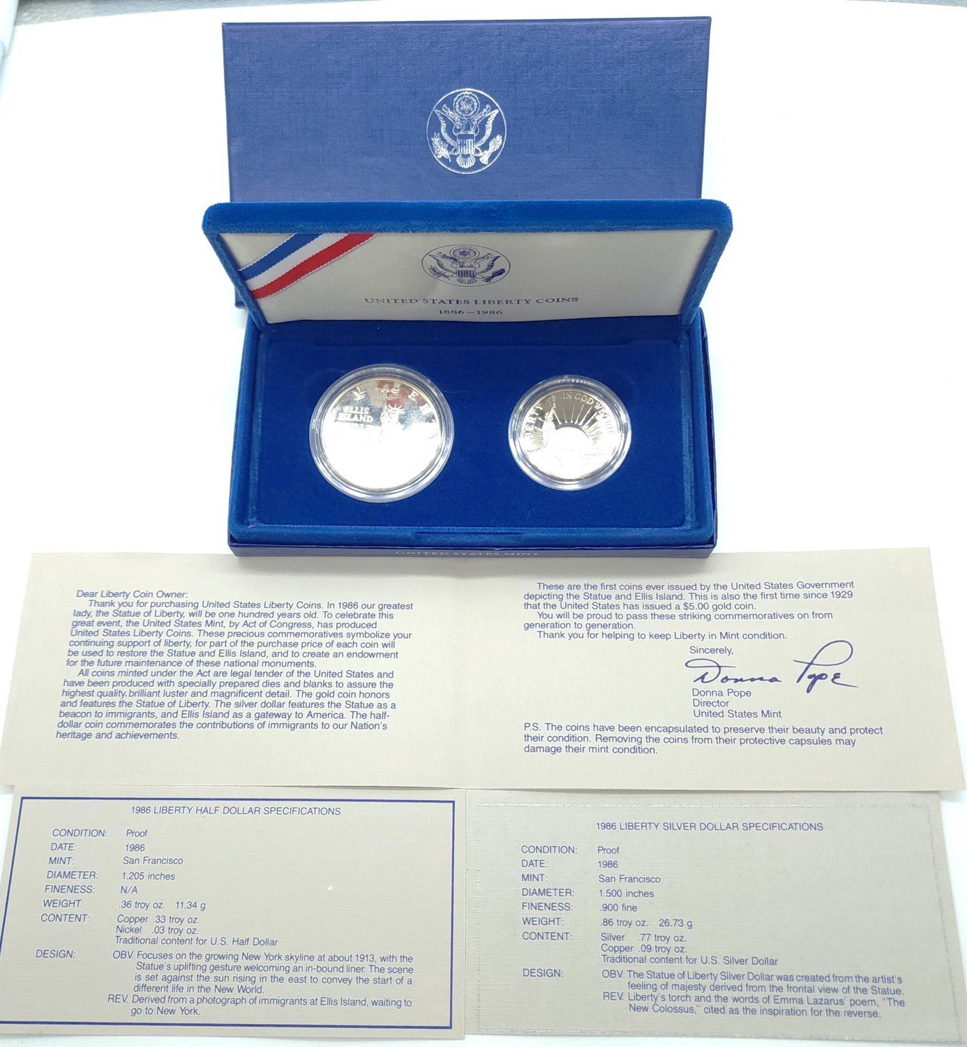 1986 Liberty Proof Set w/ COA