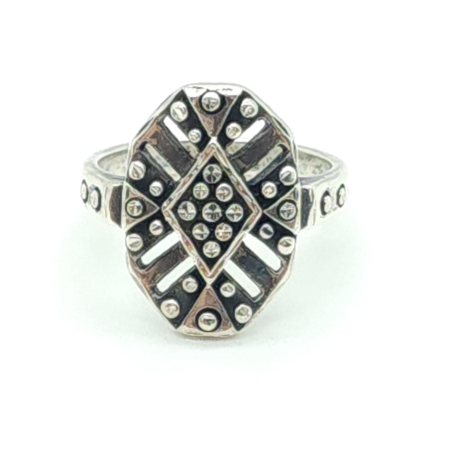 Sterling Silver Diamond Dot Starburst Ring Size: 6
