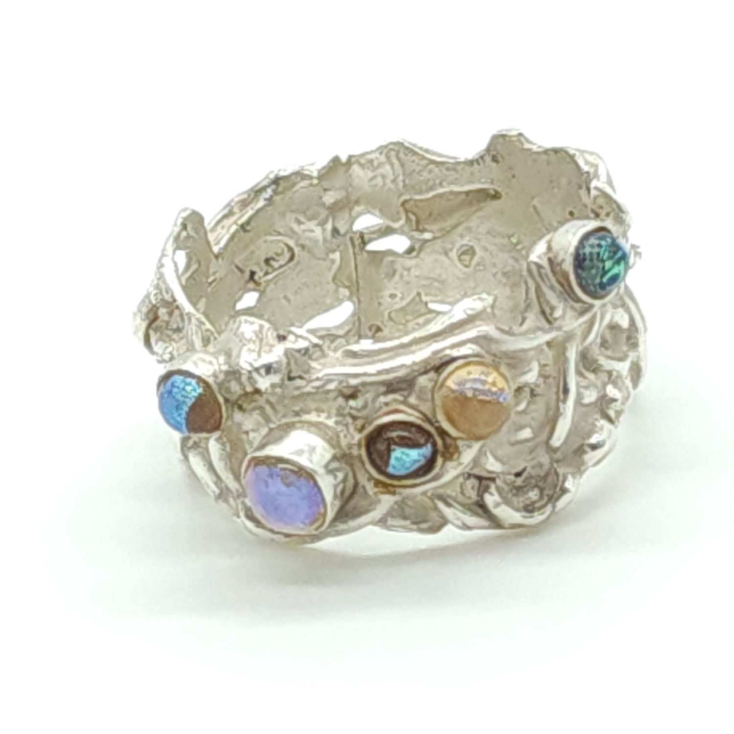 Sterling Silver Moonstone &amp; Opal Ring Size: 8