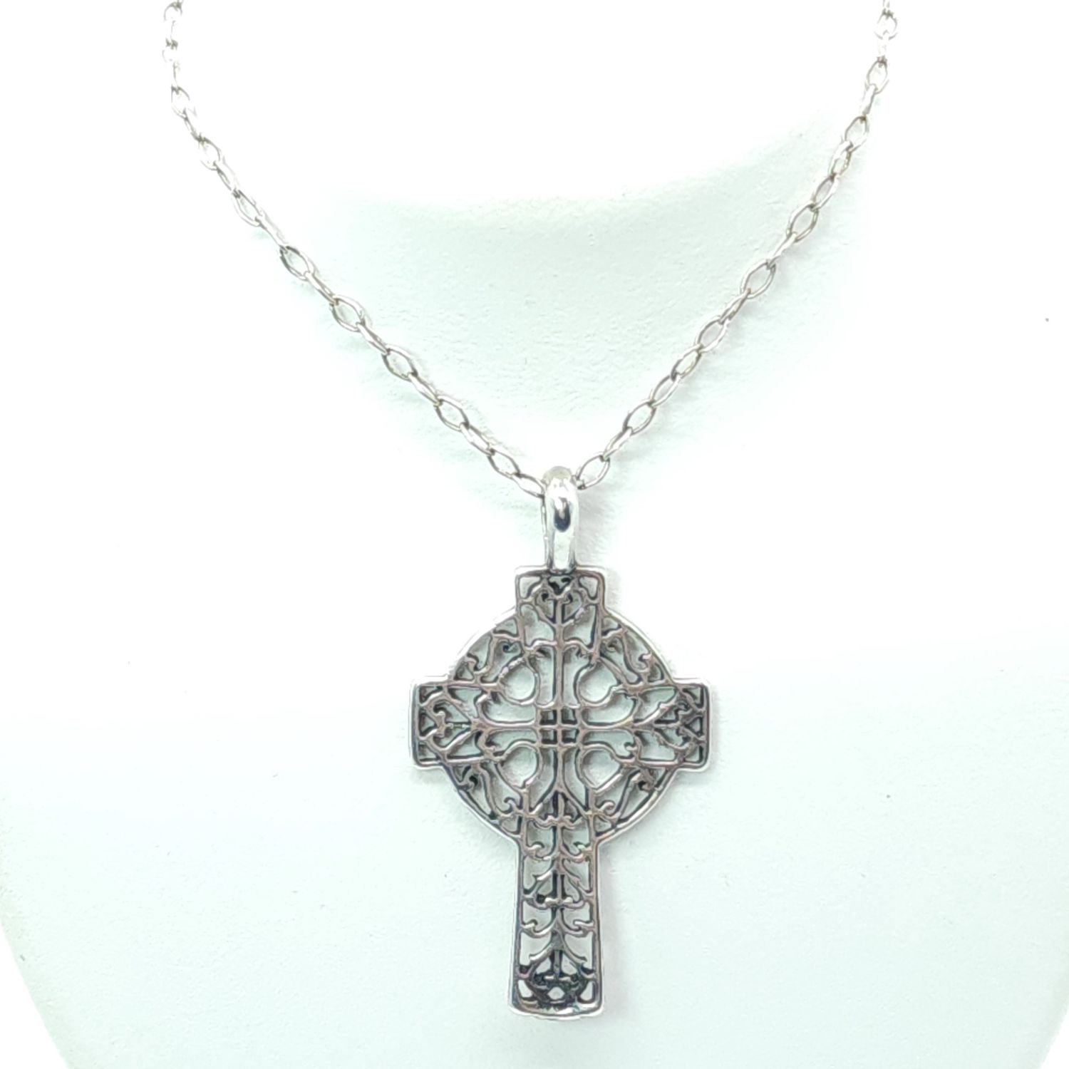 Sterling Silver Filigree Cross &amp; Paperclip Chain Size: 26.75&quot;