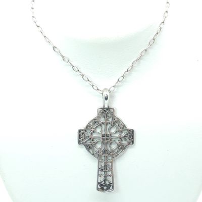 Sterling Silver Filigree Cross &amp; Paperclip Chain Size: 26.75"