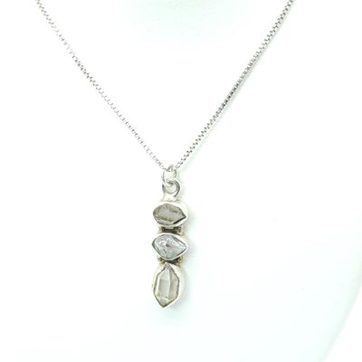 Sterling Silver Clear Topaz Pendant &amp; Box Chain Size: 18.5"