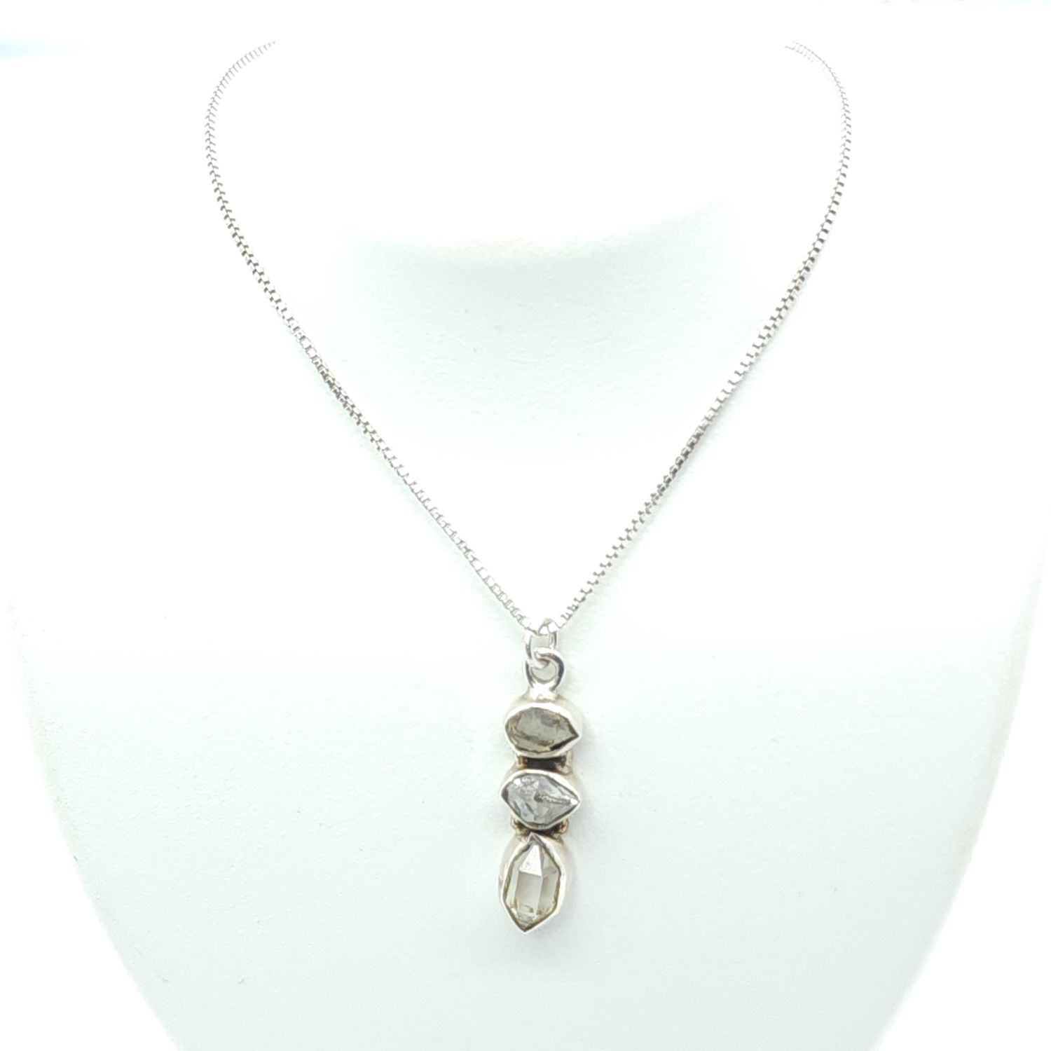 Sterling Silver Clear Topaz Pendant &amp; Box Chain Size: 18.5&quot;