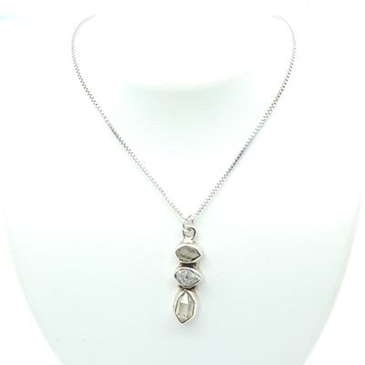 Sterling Silver Clear Topaz Pendant &amp; Box Chain Size: 18.5"