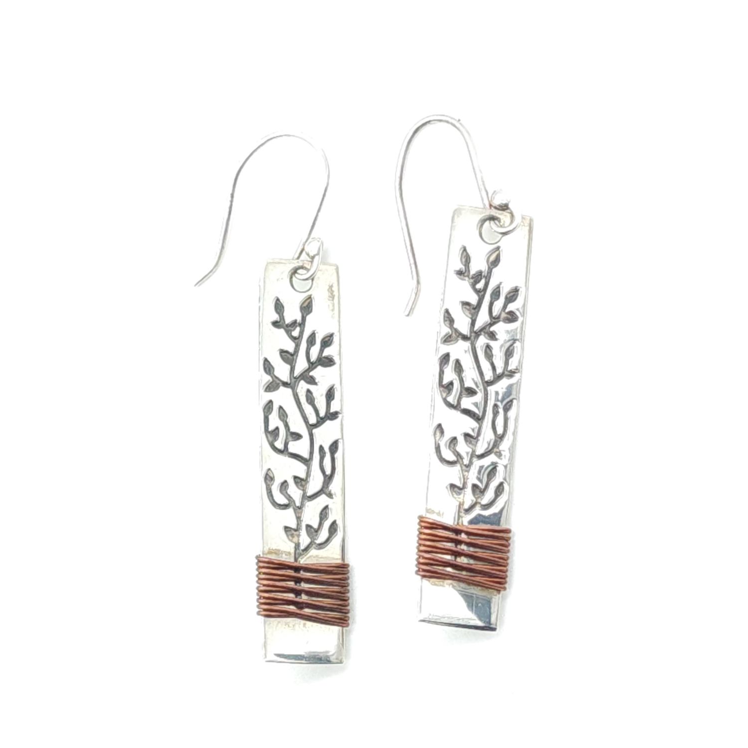 Sterling Silver &amp; Copper Mexico Earrings