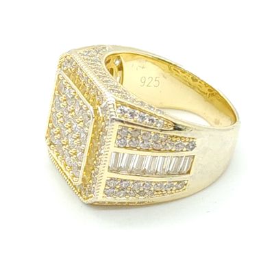 Sterling Silver Gold Tone &amp; CZ Ring Size: 9
