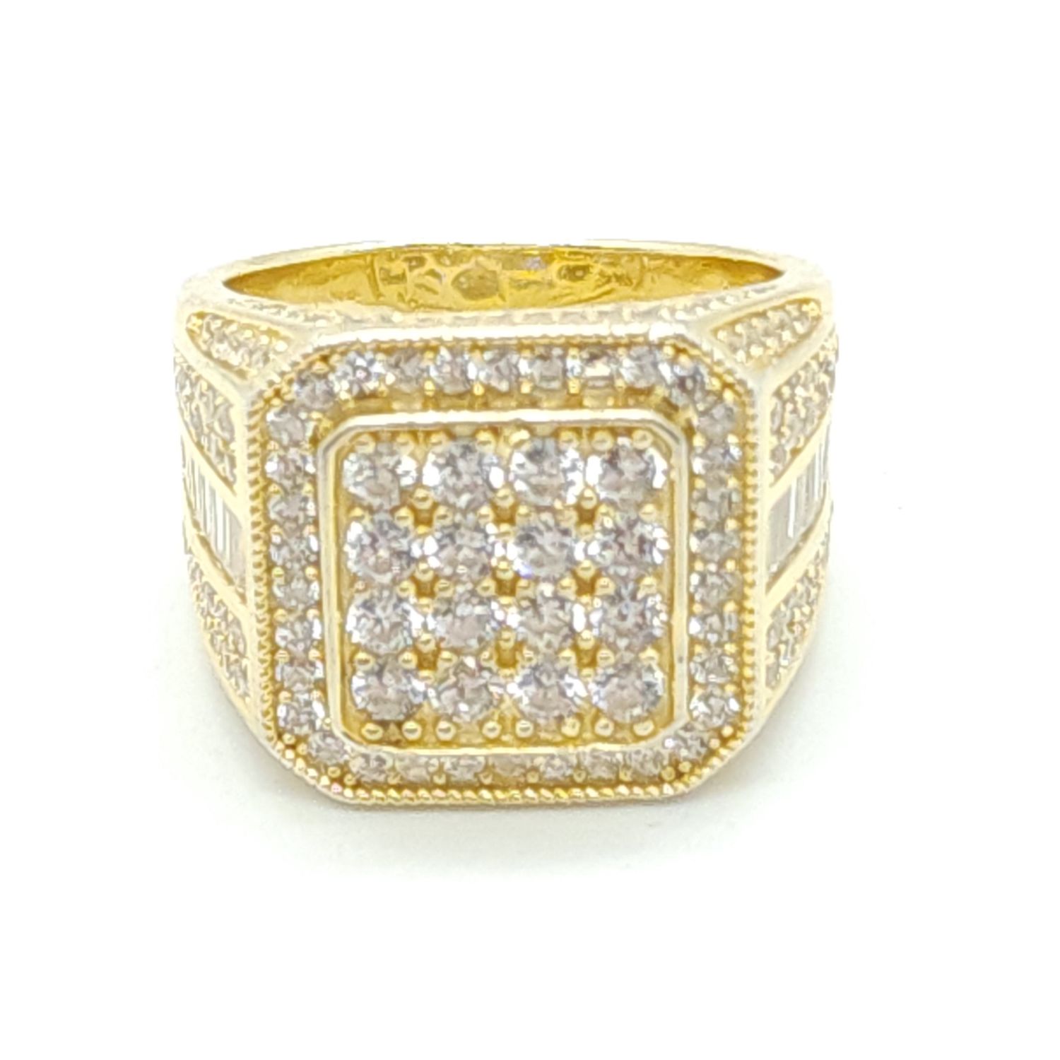 Sterling Silver Gold Tone &amp; CZ Ring Size: 9
