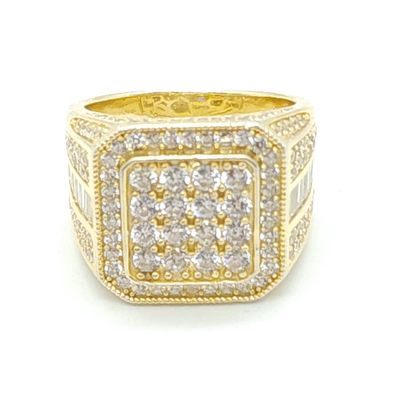 Sterling Silver Gold Tone &amp; CZ Ring Size: 9