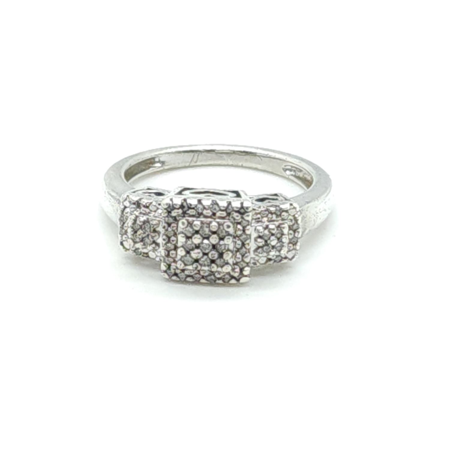 Sterling Silver &amp; Diamond Tri-Cluster Ring Size: 7