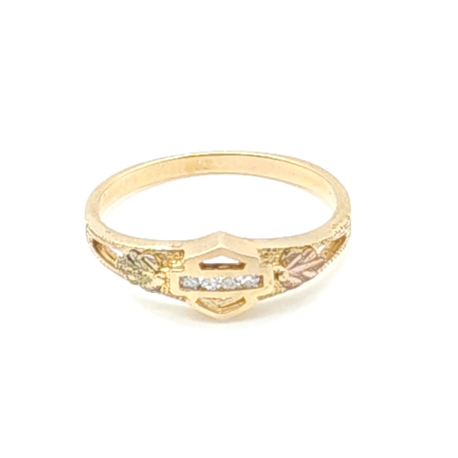 14k Black Hills Gold &amp; Diamond Harley-Davidson Ring Size: 7