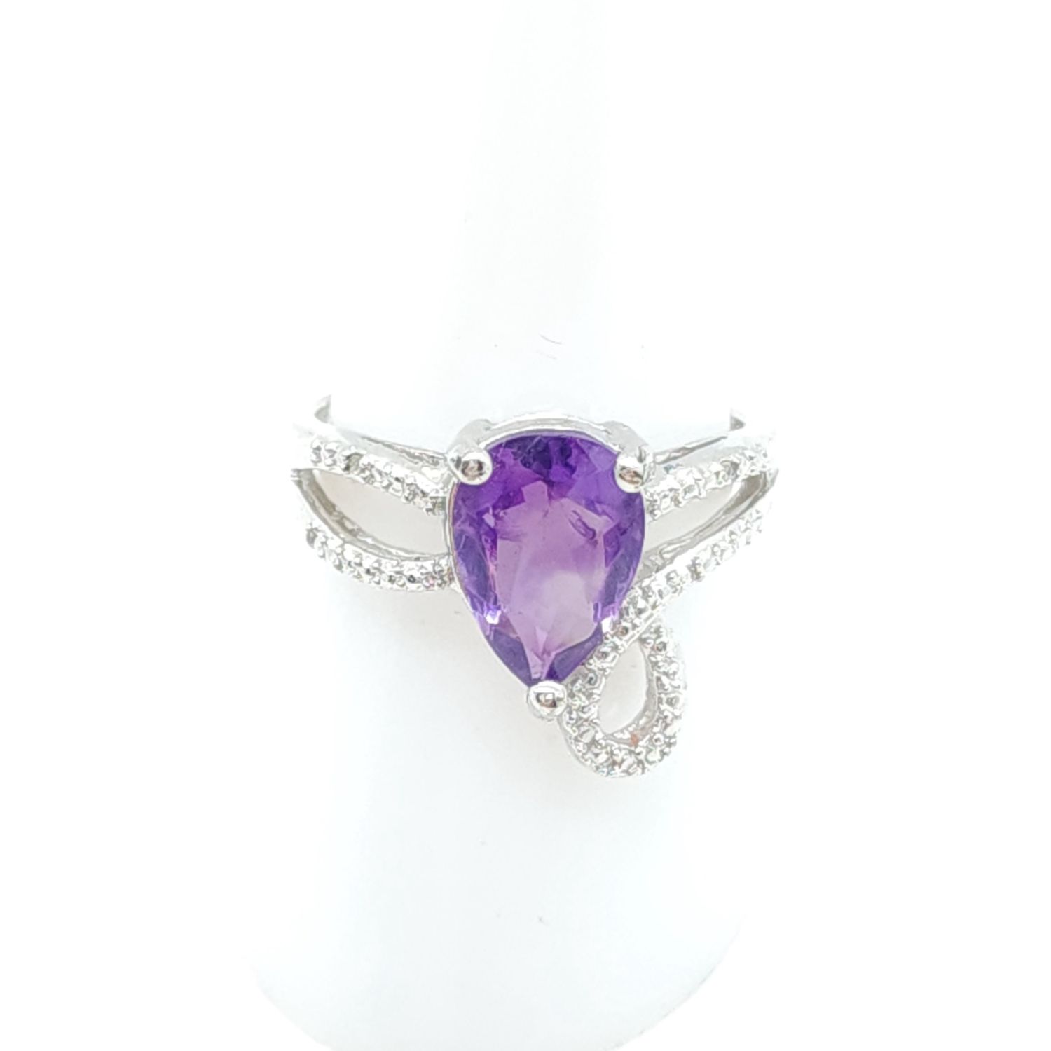 Sterling Silver Teardrop Purple Spinel Ring Size: 8